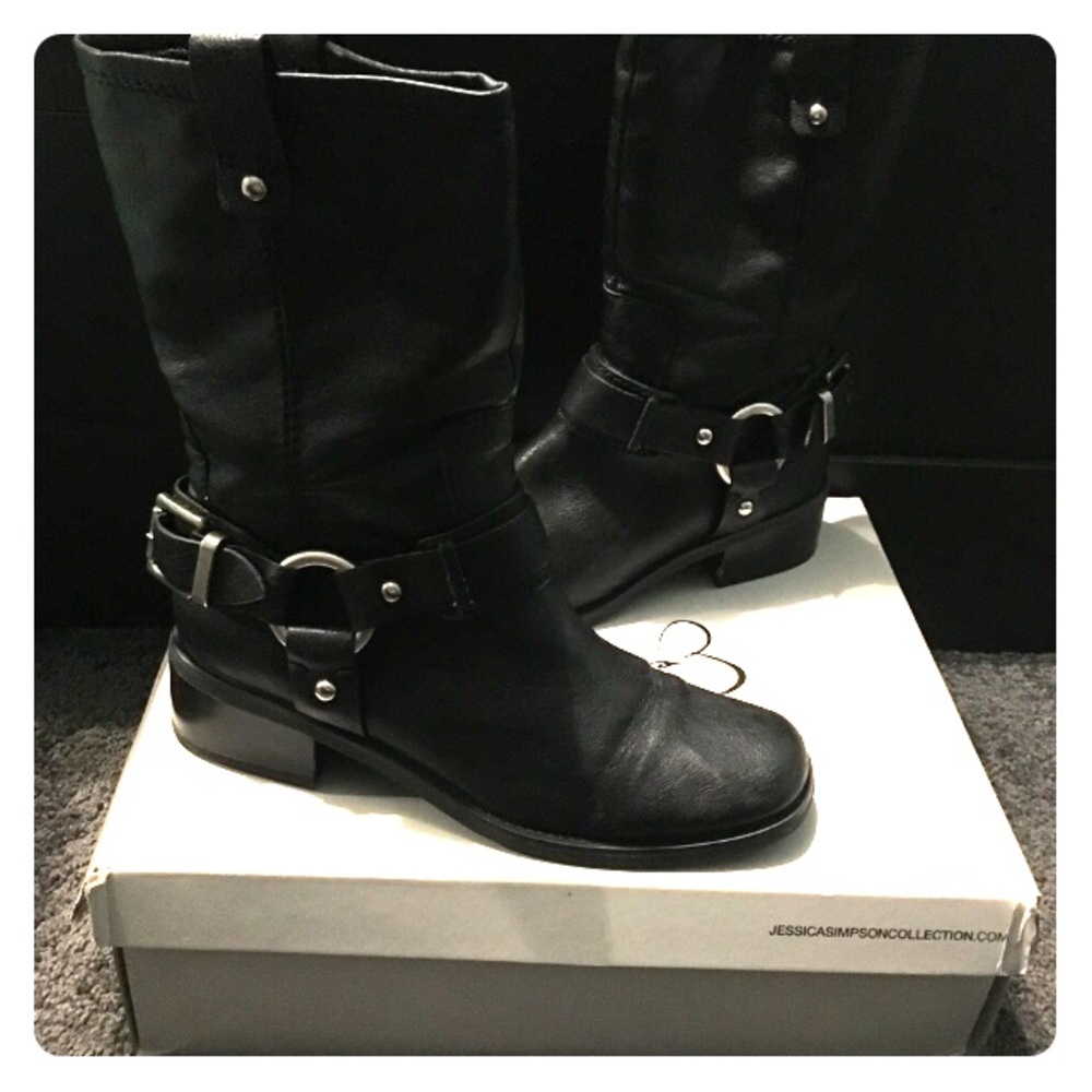 Jessica Simpson Blk leather Moto Boot 🌟